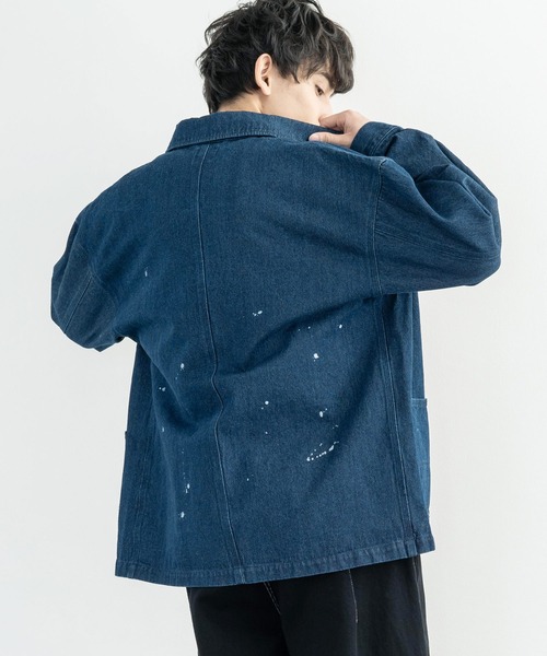 KRIFF MAYER(クリフメイヤー)の「KRIFF MAYER LAID BACK ビッグシルエット ペインター デニム カバーオール(カバーオール・メンズ・ダークブルー/ライトブルー・M/L/XL)」の12枚目の写真