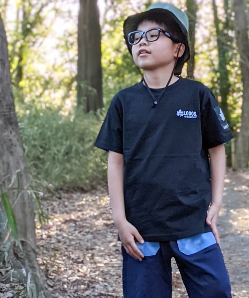 LOGOS（ロゴス）の「【30】〔ＬＯＧＯＳ/ロゴス〕天竺ロゴ刺繍Tシャツ 半袖（Tシャツ/カットソー・キッズ・ブラック/ネイビー/ホワイト・130/150/160/140）」の21枚目の写真