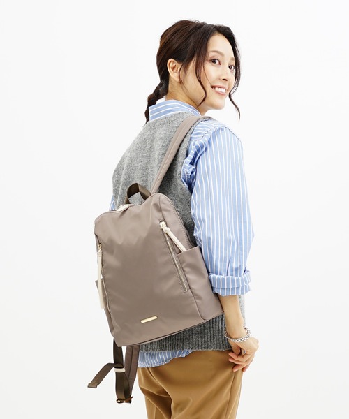 SAC(サック)の「Wファスナーポケットリュックバッグ SAC unit(バックパック/リュック・レディース・ネイビー/ブラック/ベージュ/グレー・FREE)」の11枚目の写真