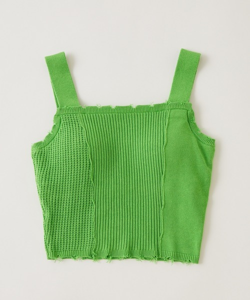 WHO'S WHO gallery（フーズフーギャラリー）の「ミックスニットキャミ（キャミソール・レディース・ブラック/グレー/オフホワイト/サックスブルー/イエロー×グリーン/レッド・FREE）」の16枚目の写真