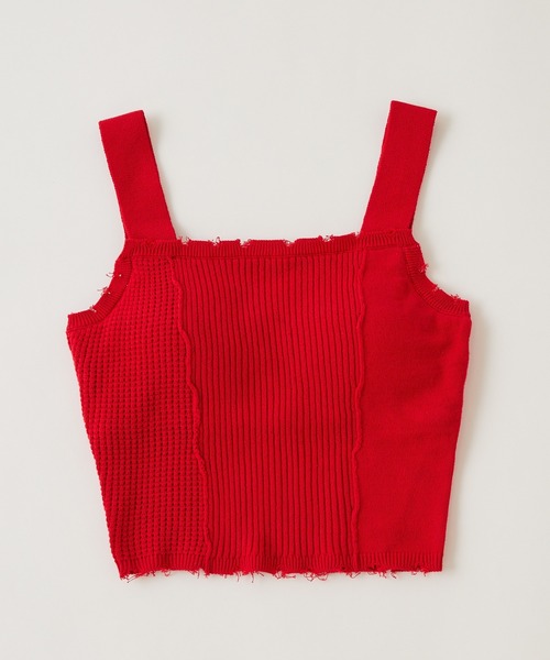 WHO'S WHO gallery（フーズフーギャラリー）の「ミックスニットキャミ（キャミソール・レディース・ブラック/グレー/オフホワイト/サックスブルー/イエロー×グリーン/レッド・FREE）」の18枚目の写真