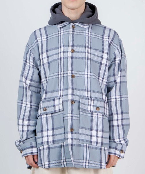 WEGO（ウィゴー）の「WEGO/ヘビーツイルチェックルーズシャツ（シャツ/ブラウス・メンズ・ブルー系その他/グリーン系その他/ホワイト系その他・MEDIUM/LARGE）」の8枚目の写真