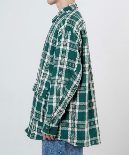 WEGO（ウィゴー）の「WEGO/ヘビーツイルチェックルーズシャツ（シャツ/ブラウス・メンズ・ブルー系その他/グリーン系その他/ホワイト系その他・MEDIUM/LARGE）」の5枚目の写真
