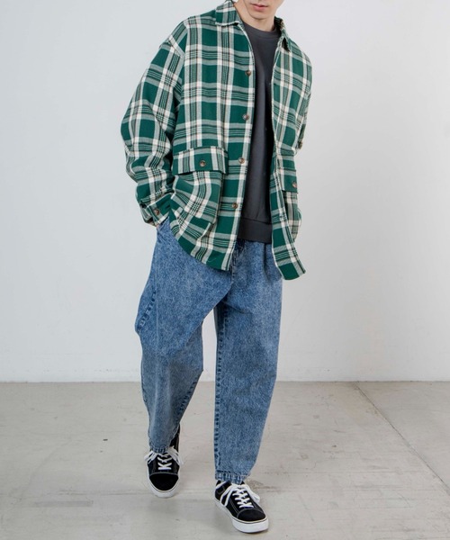 WEGO（ウィゴー）の「WEGO/ヘビーツイルチェックルーズシャツ（シャツ/ブラウス・メンズ・ブルー系その他/グリーン系その他/ホワイト系その他・MEDIUM/LARGE）」の4枚目の写真