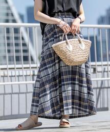 coen | チェックロングフロントプリーツスカート#(スカート)
