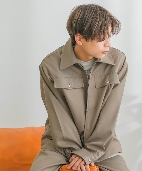 SIDEWAY STANCE(サイドウェイスタンス)の「【SIDEWAY STANCE】スタプレ ZIP ブルゾン ワークジャケット セットアップ対応(ブルゾン・メンズ・グレイッシュベージュ/ブラウン/ブルーグレー/ブラック・LARGE/X-LARGE/MEDIUM)」の4枚目の写真