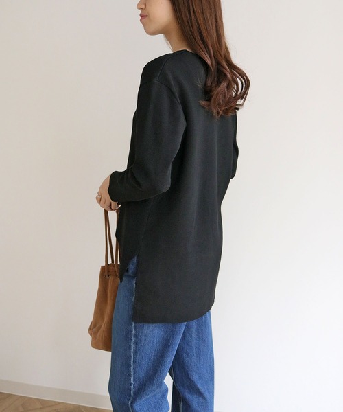 HER CLOSET(ハークローゼット)の「【HERCLOSET】イージーケア抗菌イレヘムVネックニット(ニット/セーター・レディース・サックスブルー/ブラック/ライトホワイト/グレー/ラベンダー/ベビーピンク・M)」の12枚目の写真