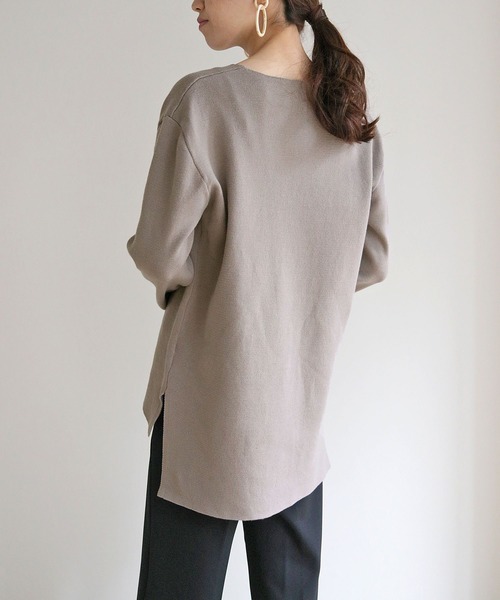 HER CLOSET(ハークローゼット)の「【HERCLOSET】イージーケア抗菌イレヘムVネックニット(ニット/セーター・レディース・サックスブルー/ブラック/ライトホワイト/グレー/ラベンダー/ベビーピンク・M)」の16枚目の写真