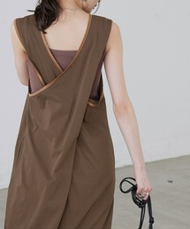 バッククロス パイピングロングワンピース