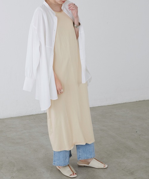 BONLECILL（ボンルシール）の「バッククロス パイピングロングワンピース（ワンピース・レディース・ベージュ/ブラウン/グリーン/チャコール・FREE）」の13枚目の写真