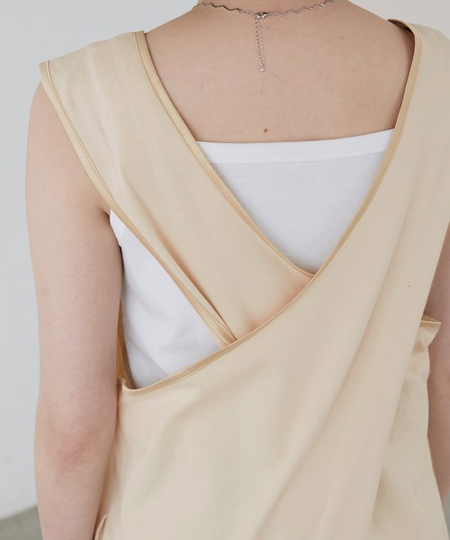 BONLECILL（ボンルシール）の「バッククロス パイピングロングワンピース（ワンピース・レディース・ベージュ/ブラウン/グリーン/チャコール・FREE）」の10枚目の写真