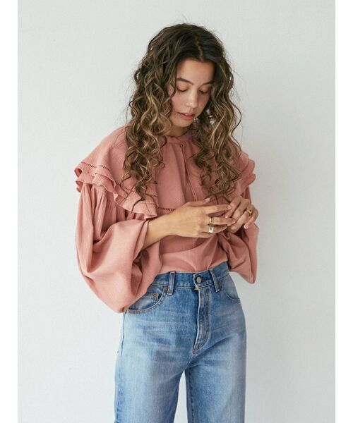 Ungrid（アングリッド）の「コットンフリルブラウス（シャツ/ブラウス・レディース・ブラック/オフホワイト/サーモンピンク・FREE）」の11枚目の写真