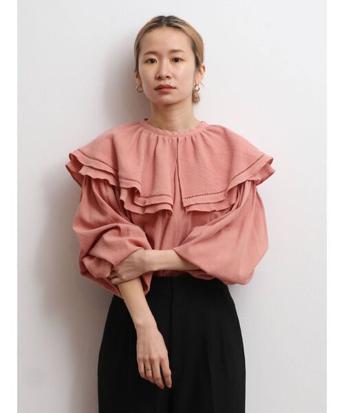 Ungrid（アングリッド）の「コットンフリルブラウス（シャツ/ブラウス・レディース・ブラック/オフホワイト/サーモンピンク・FREE）」の13枚目の写真