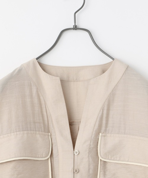 Heather（ヘザー）の「Ｗポケットシアー半袖シャツ　943371（シャツ/ブラウス・レディース・ベージュ/ブラック・FREE）」の9枚目の写真