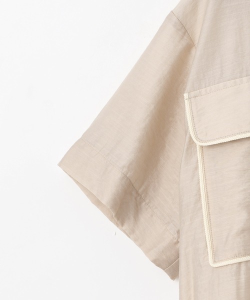 Heather（ヘザー）の「Ｗポケットシアー半袖シャツ　943371（シャツ/ブラウス・レディース・ベージュ/ブラック・FREE）」の4枚目の写真