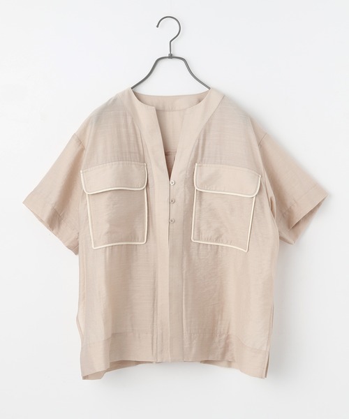 Heather（ヘザー）の「Ｗポケットシアー半袖シャツ　943371（シャツ/ブラウス・レディース・ベージュ/ブラック・FREE）」の12枚目の写真