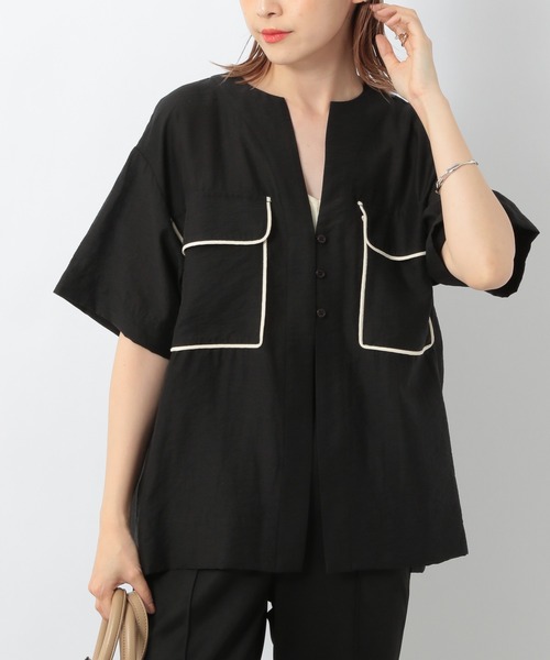 Heather（ヘザー）の「Ｗポケットシアー半袖シャツ　943371（シャツ/ブラウス・レディース・ベージュ/ブラック・FREE）」の15枚目の写真