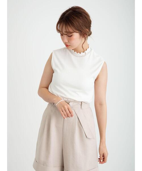 earth music&ecology（アースミュージックアンドエコロジー）の「ハイネックメローリブノースリーブプルオーバー ＊（Tシャツ/カットソー・レディース・ブラック/ライトイエロー/アイボリー/ミント/ネイビー/ライトベージュ・S/M）」の8枚目の写真