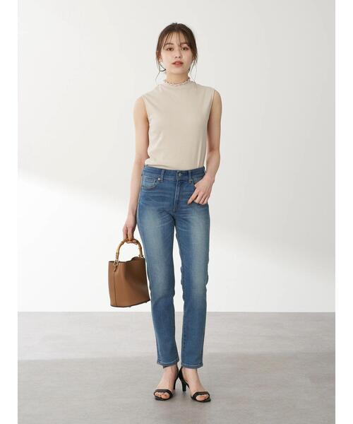 earth music&ecology（アースミュージックアンドエコロジー）の「ハイネックメローリブノースリーブプルオーバー ＊（Tシャツ/カットソー・レディース・ブラック/ライトイエロー/アイボリー/ミント/ネイビー/ライトベージュ・S/M）」の10枚目の写真