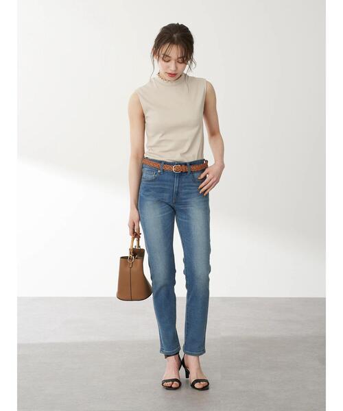 earth music&ecology（アースミュージックアンドエコロジー）の「ハイネックメローリブノースリーブプルオーバー ＊（Tシャツ/カットソー・レディース・ブラック/ライトイエロー/アイボリー/ミント/ネイビー/ライトベージュ・S/M）」の13枚目の写真