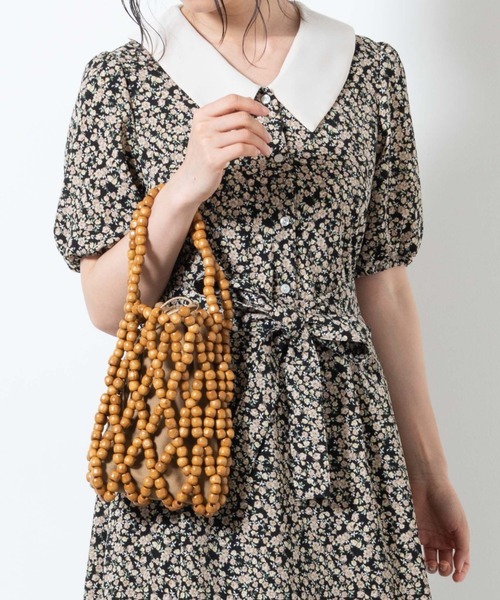 WEGO(ウィゴー)の「WEGO/ウッドビーズバッグ(トートバッグ・レディース・ブラウン/ベージュ・FREE)」の1枚目の写真