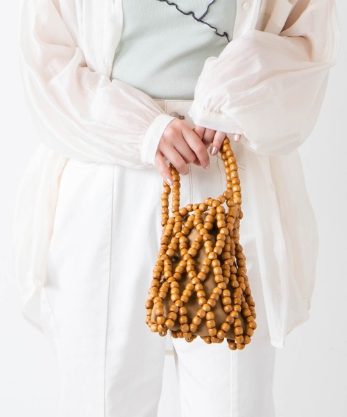 WEGO(ウィゴー)の「WEGO/ウッドビーズバッグ(トートバッグ・レディース・ブラウン/ベージュ・FREE)」の11枚目の写真