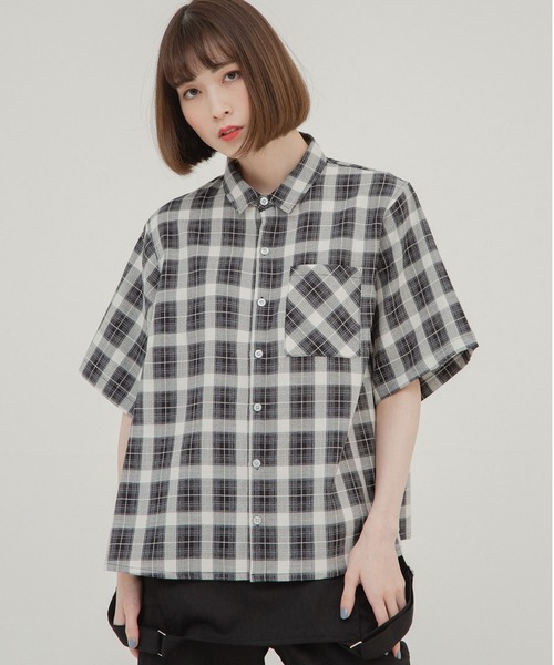 Nora Lily（ノラリリー）の「【Nora Lily】ドロップショルダー S/S シャツ（シャツ/ブラウス・レディース・ホワイト/ブラック/その他1・FREE）」の3枚目の写真