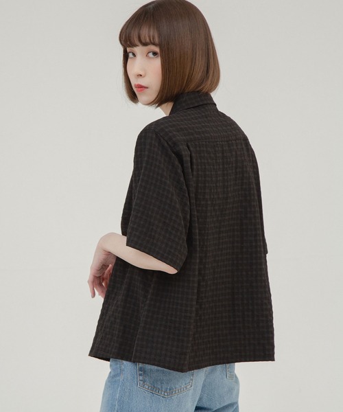 Nora Lily（ノラリリー）の「【Nora Lily】ドロップショルダー S/S シャツ（シャツ/ブラウス・レディース・ホワイト/ブラック/その他1・FREE）」の7枚目の写真