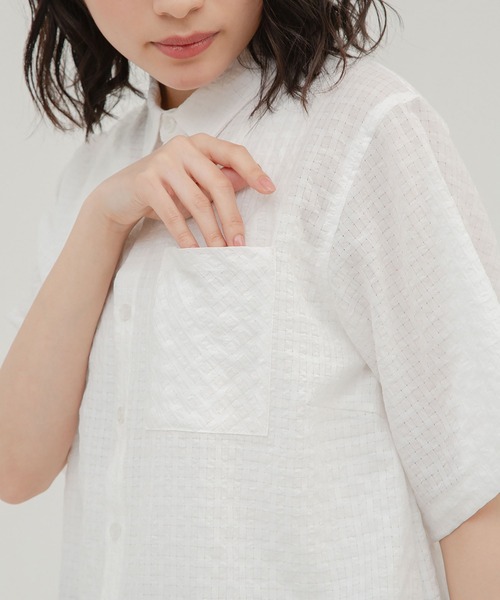 Nora Lily（ノラリリー）の「【Nora Lily】ドロップショルダー S/S シャツ（シャツ/ブラウス・レディース・ホワイト/ブラック/その他1・FREE）」の8枚目の写真