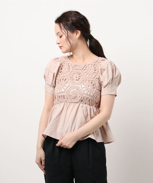 FREE'S MART(フリーズマート)の「前後2Wayレースドッキングペプラムブラウス(シャツ/ブラウス・レディース・ホワイト/ピンク/ブラック・FREE)」の6枚目の写真