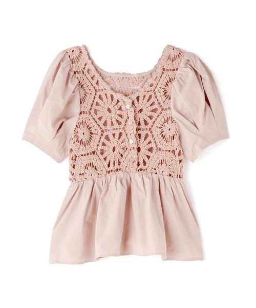 FREE'S MART(フリーズマート)の「前後2Wayレースドッキングペプラムブラウス(シャツ/ブラウス・レディース・ホワイト/ピンク/ブラック・FREE)」の3枚目の写真