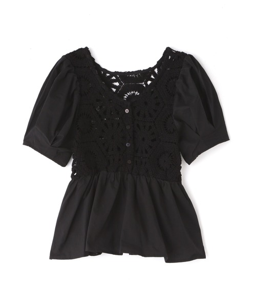 FREE'S MART(フリーズマート)の「前後2Wayレースドッキングペプラムブラウス(シャツ/ブラウス・レディース・ホワイト/ピンク/ブラック・FREE)」の1枚目の写真