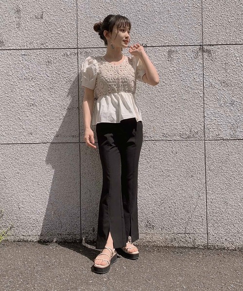 FREE'S MART(フリーズマート)の「前後2Wayレースドッキングペプラムブラウス(シャツ/ブラウス・レディース・ホワイト/ピンク/ブラック・FREE)」の16枚目の写真