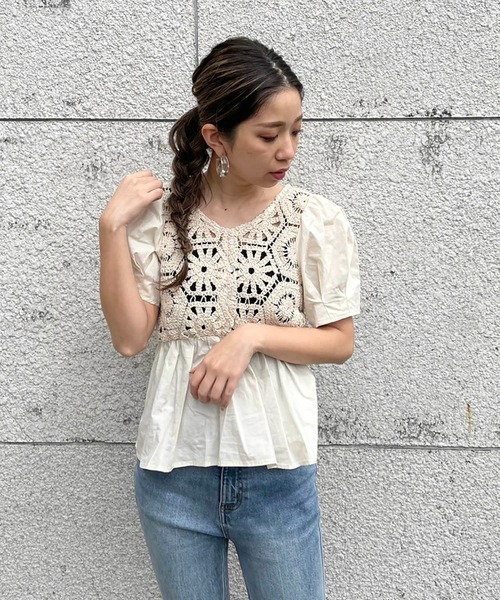 FREE'S MART(フリーズマート)の「前後2Wayレースドッキングペプラムブラウス(シャツ/ブラウス・レディース・ホワイト/ピンク/ブラック・FREE)」の17枚目の写真