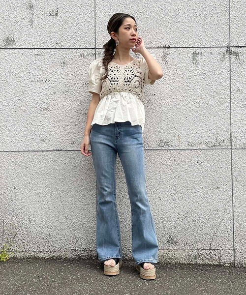 FREE'S MART(フリーズマート)の「前後2Wayレースドッキングペプラムブラウス(シャツ/ブラウス・レディース・ホワイト/ピンク/ブラック・FREE)」の18枚目の写真