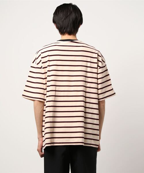 Revo.(レボ)の「パイルタッチボーダーオーバーサイズTシャツ(Tシャツ/カットソー・メンズ・ブラック/アイボリー/ブルー/イエロー・MEDIUM/LARGE)」の5枚目の写真