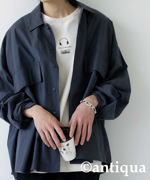 antiqua（アンティカ）の「綿100%サウンドプリントTシャツ（Tシャツ/カットソー・メンズ・ネイビー/カーキ/グリーン/ホワイト系その他/ブラウン系その他/グリーン系その他/ブルー系その他/ホワイト系その他2/ホワイト系その他3・M/L/L/XL）」の2枚目の写真