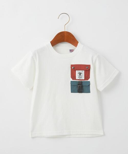 grn(ジーアールエヌ)の「【別注】TJ EX<grn outdoor (ジーアールエヌ アウトドア)>ポケットTシャツ XS-S(Tシャツ/カットソー・キッズ・オリーブ/ホワイト・XS(100-110)/S(120-130))」の2枚目の写真