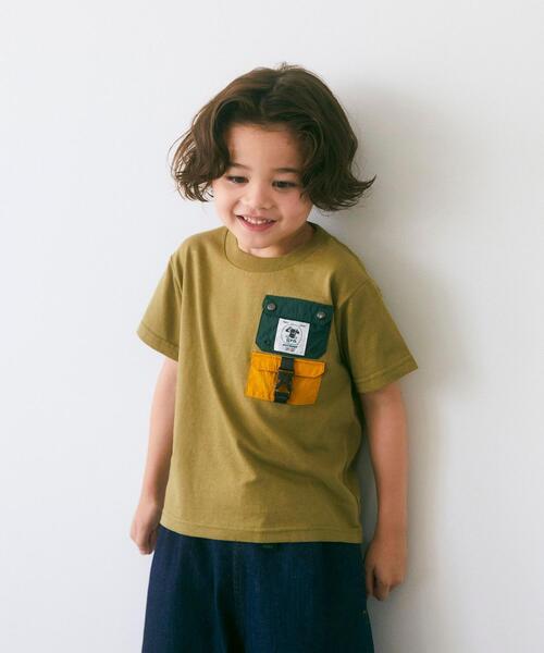 grn(ジーアールエヌ)の「【別注】TJ EX<grn outdoor (ジーアールエヌ アウトドア)>ポケットTシャツ XS-S(Tシャツ/カットソー・キッズ・オリーブ/ホワイト・XS(100-110)/S(120-130))」の1枚目の写真