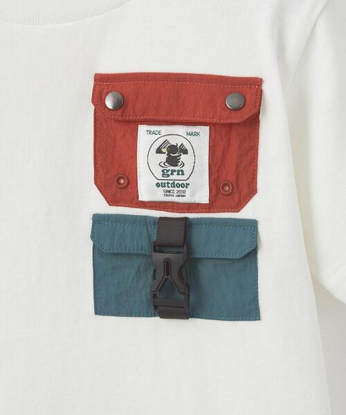grn(ジーアールエヌ)の「【別注】TJ EX<grn outdoor (ジーアールエヌ アウトドア)>ポケットTシャツ XS-S(Tシャツ/カットソー・キッズ・オリーブ/ホワイト・XS(100-110)/S(120-130))」の5枚目の写真