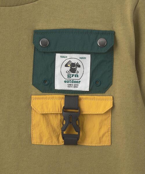 grn(ジーアールエヌ)の「【別注】TJ EX<grn outdoor (ジーアールエヌ アウトドア)>ポケットTシャツ XS-S(Tシャツ/カットソー・キッズ・オリーブ/ホワイト・XS(100-110)/S(120-130))」の4枚目の写真