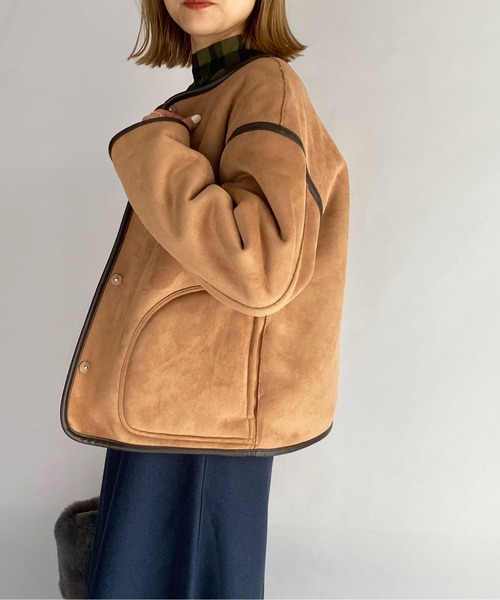 PICCIN（ピッチン）の「リバーシブルフェイクムートンコート（ムートンコート・レディース・キャメル/チャコールグレー/アイボリー・L/M）」の17枚目の写真