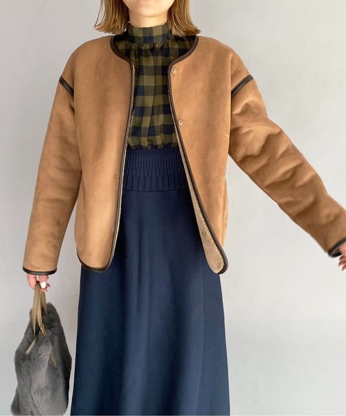 PICCIN（ピッチン）の「リバーシブルフェイクムートンコート（ムートンコート・レディース・キャメル/チャコールグレー/アイボリー・L/M）」の18枚目の写真