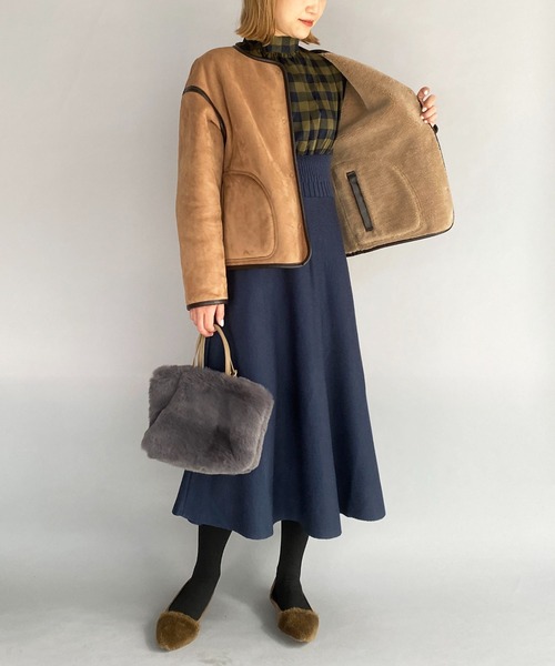 PICCIN（ピッチン）の「リバーシブルフェイクムートンコート（ムートンコート・レディース・キャメル/チャコールグレー/アイボリー・L/M）」の20枚目の写真