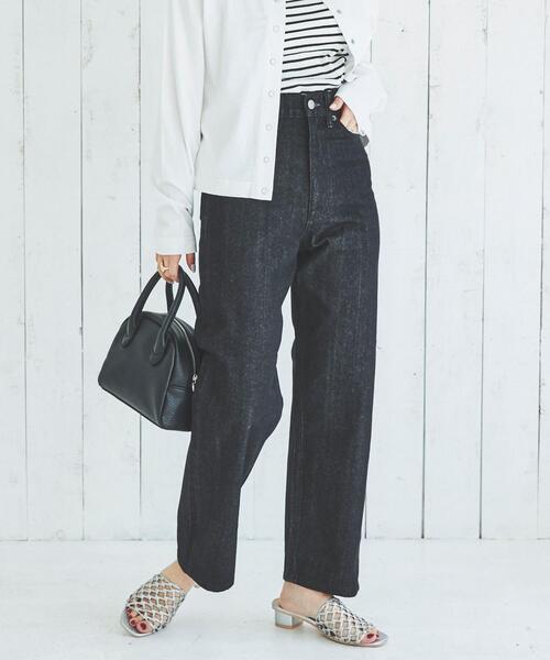 coen（コーエン）の「ハイライズストレートデニムパンツ（WEB限定サイズ）（デニムパンツ・レディース・ブラック/ネイビー/ナチュラル・SMALL/MEDIUM/LARGE/X-LARGE）」の2枚目の写真