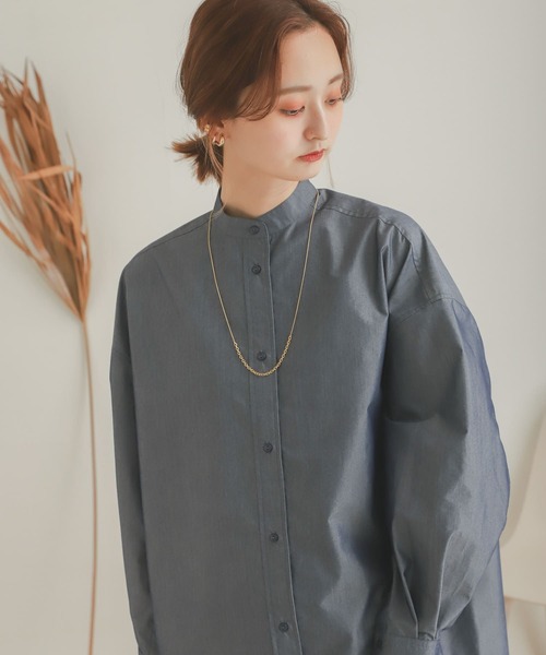 SENSE OF PLACE by URBAN RESEARCH（センスオブプレイスバイアーバンリサーチ）の「スリットスリーブシャンブレーシャツ（シャツ/ブラウス・レディース・オフホワイト/ブルー/キャメル・ONE）」の18枚目の写真