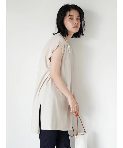 AMERICAN HOLIC（アメリカンホリック）の「サイドスリットノースリーブカットチュニック（Tシャツ/カットソー・レディース・チャコールグレー/ライトグレー/モカ・M/L）」の4枚目の写真