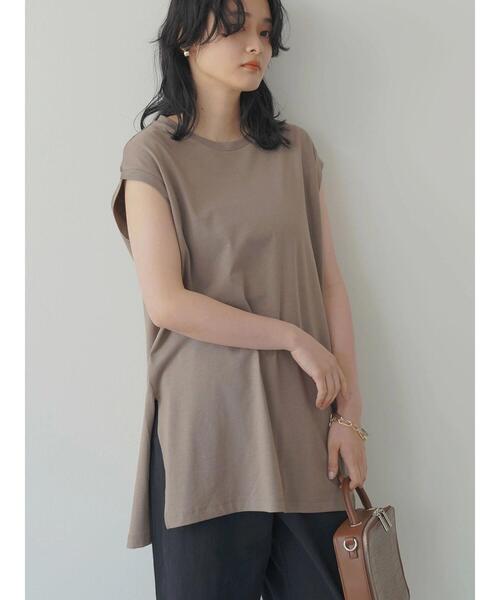 AMERICAN HOLIC（アメリカンホリック）の「サイドスリットノースリーブカットチュニック（Tシャツ/カットソー・レディース・チャコールグレー/ライトグレー/モカ・M/L）」の6枚目の写真