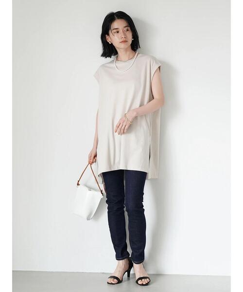 AMERICAN HOLIC（アメリカンホリック）の「サイドスリットノースリーブカットチュニック（Tシャツ/カットソー・レディース・チャコールグレー/ライトグレー/モカ・M/L）」の10枚目の写真