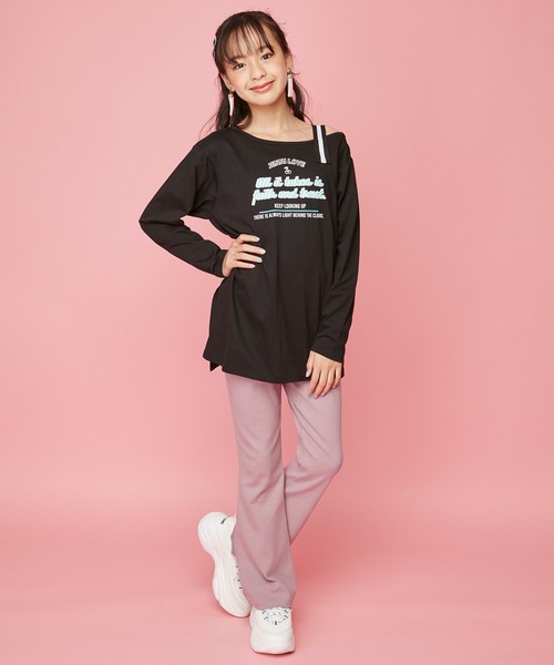 JENNI love(ジェニィラブ)の「テレコフレアパンツ(その他パンツ・キッズ・サックスブルー/ブラック/ラベンダー・150cm/160cm/130cm/140cm)」の7枚目の写真